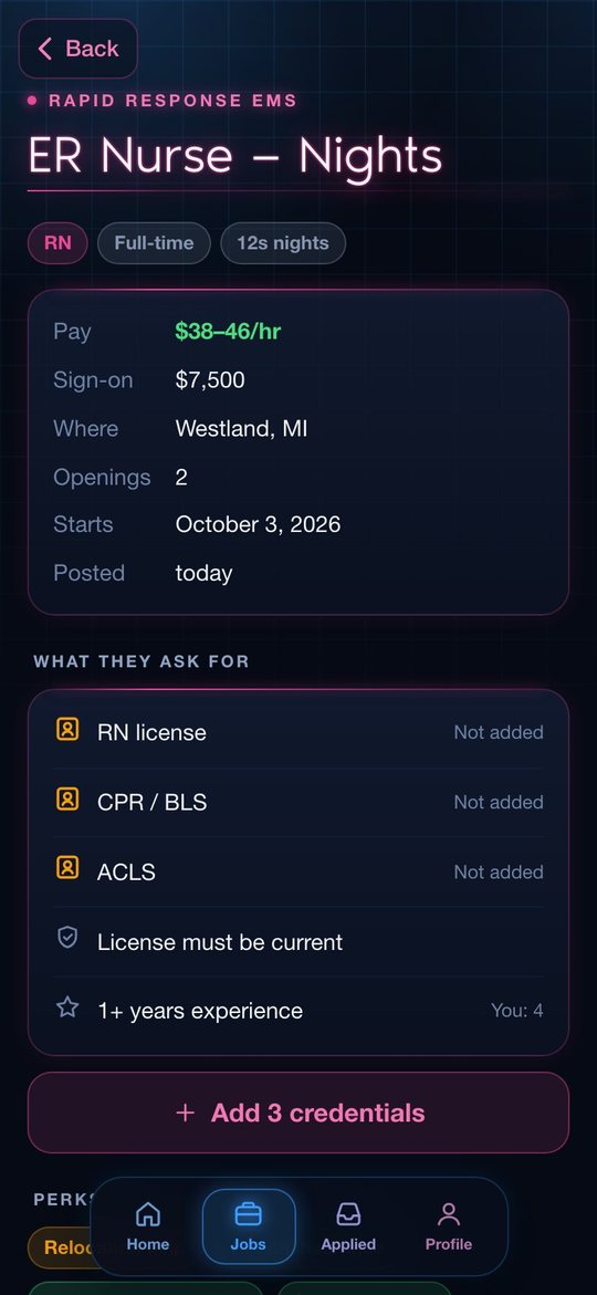 A job with what the employer asks for, checked against your credentials